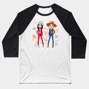 Beautiful fashion hipster girls Baseball T-Shirt